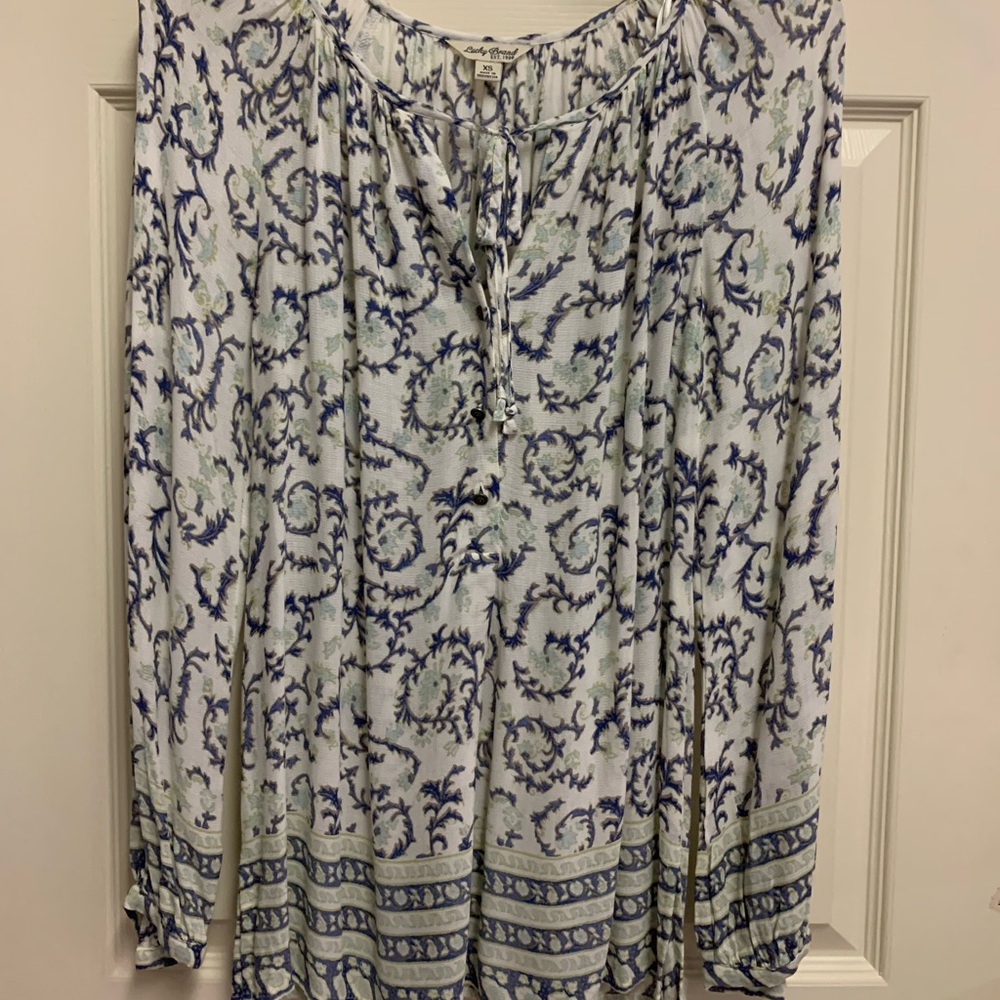 Lucky Brand. Blue and Green Blouse.